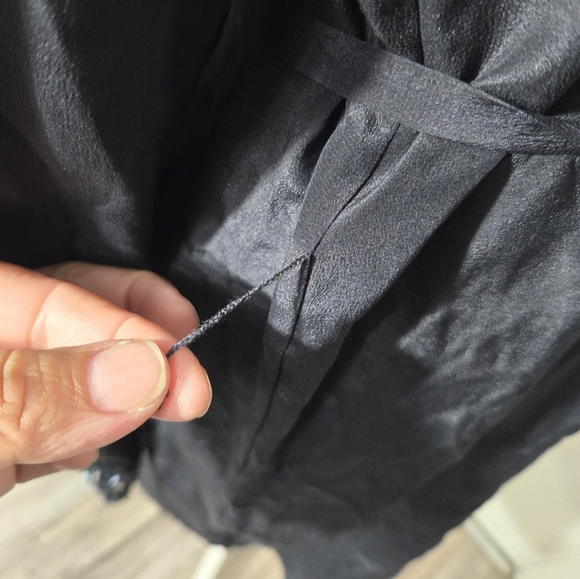 French Connection Silk Button Up Dress Long Sleeve With Sequins Detail Sz 2 - Picture 5 of 12